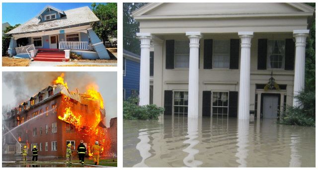 Fire, Flood, Earthquake Damage Image Collage