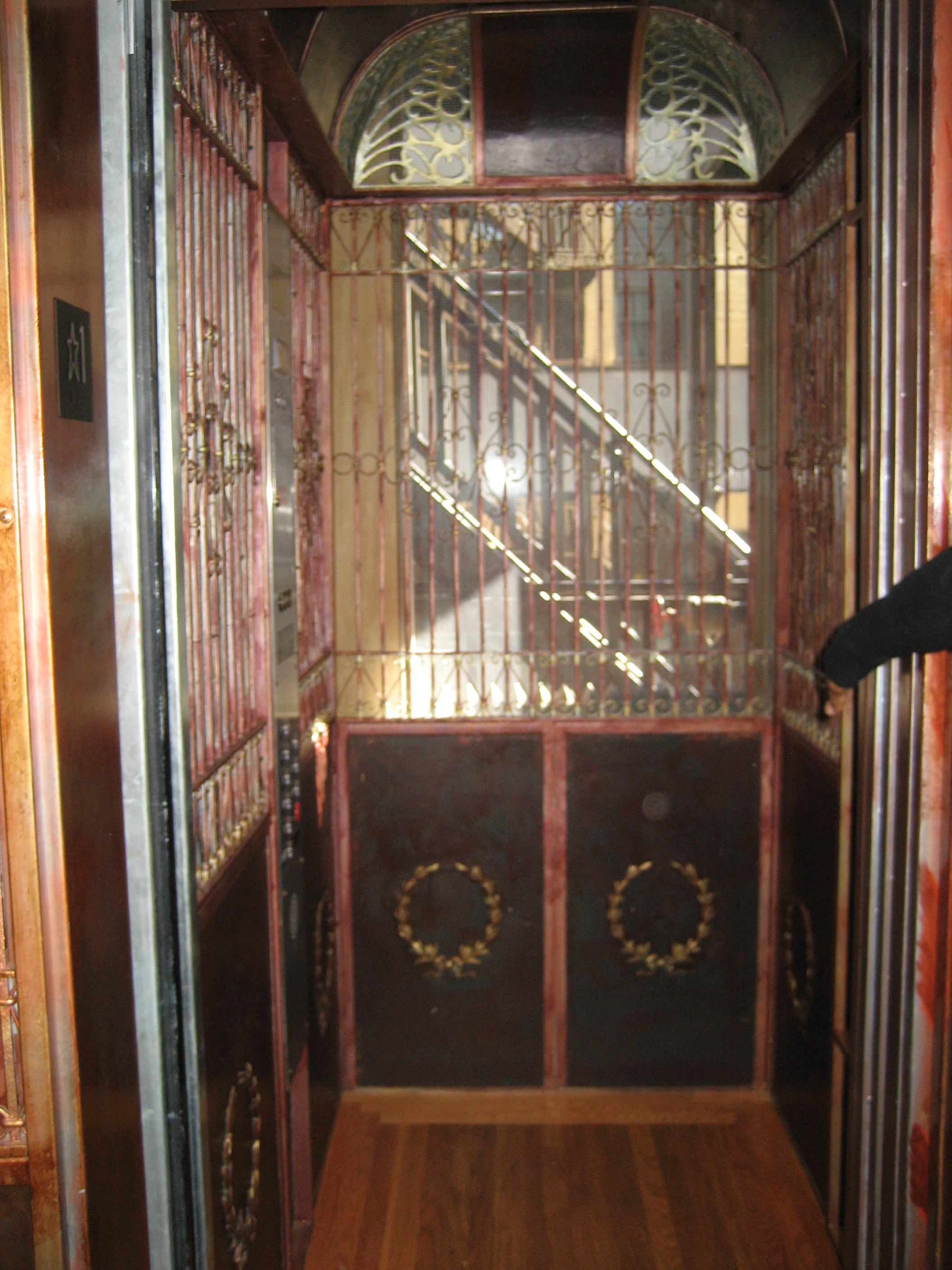 Interior of cage elevator