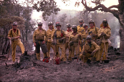 Modern California Conservation Corps fighting fires