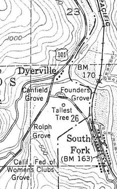1955 map of Dyerville area