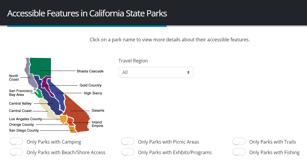 Click to visit the Accessible Features in California State Parks website Click to visit the Accessible Features in California State Parks website