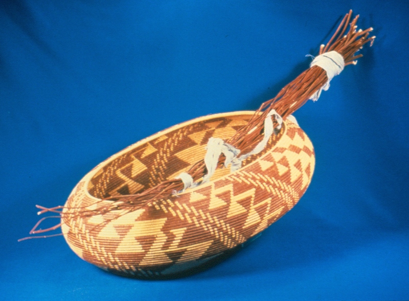 Oval Basket with Weaving Materials