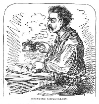 Drinking Slumgullion from Mark Twain's book "Roughing It"