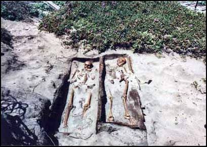 Exposed human remains.