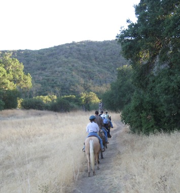 Group trail riding in Malibu Creek State Park