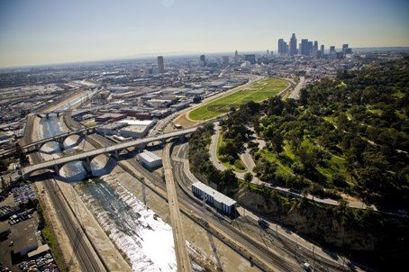Aerial view of Los Angeles State Historic Park