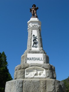 The James Marshall Monument is one of the many historic structures at the Marshall Gold Discovery State Historic Park