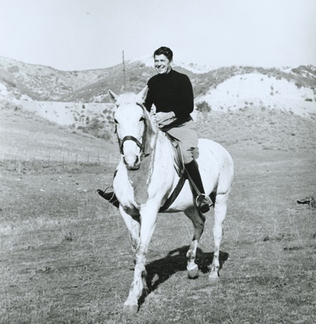 Ronald Reagan riding at his Malibu Ranch in 1958. Photo Courtesy of the Reagan Family. Copyrighted.
