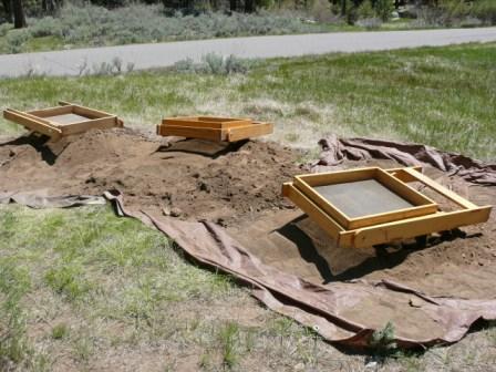 Screens at Grover Hot Springs excavation