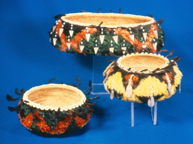 Three Feathered and Tasselled Baskets