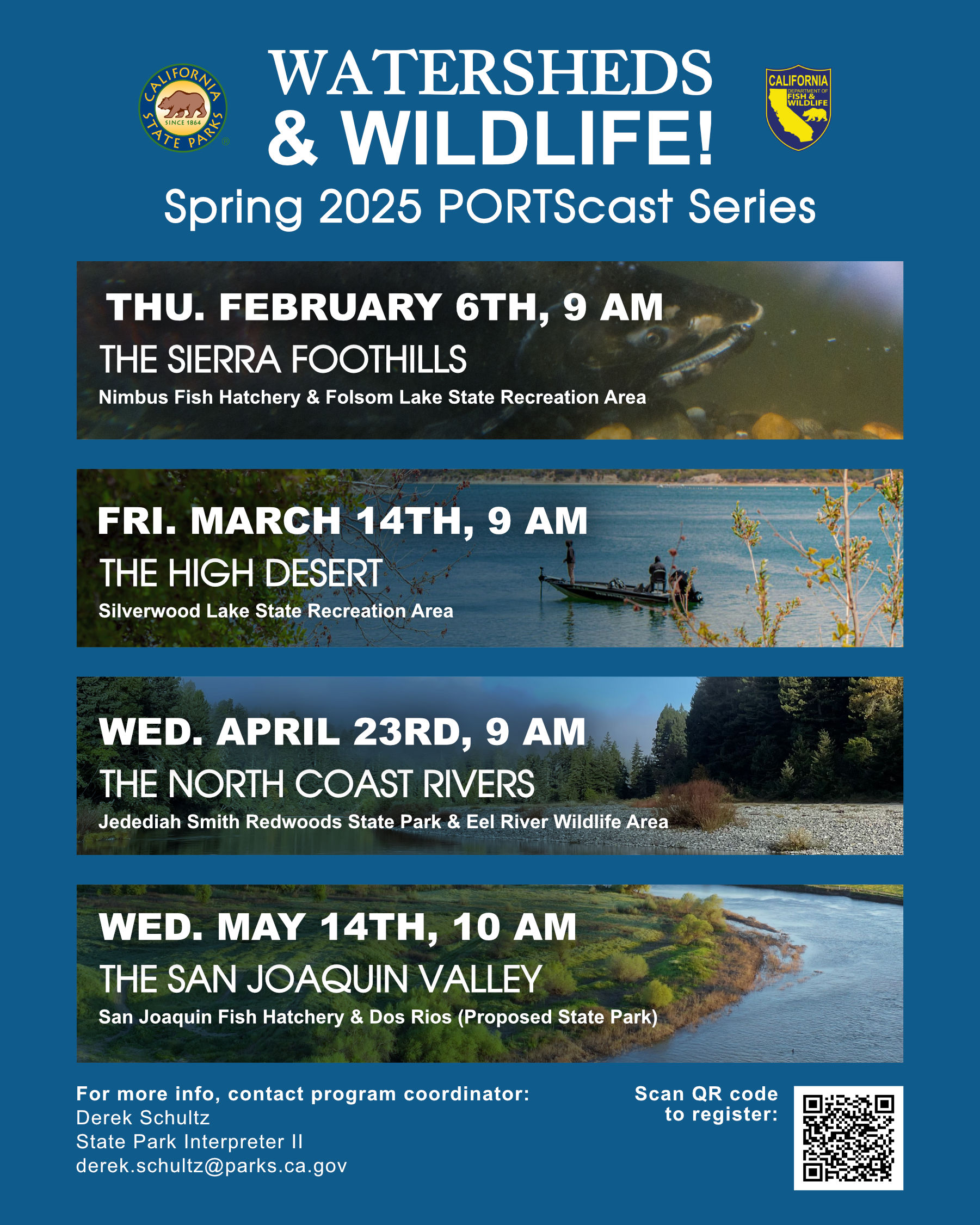 Watersheds & Wildlife Flyer showing Spring Semester registration dates