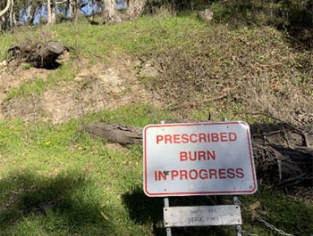 Prescribed burn in progress sign