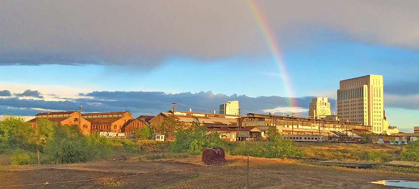 Rainbow over the Sacramento Railyard Shops