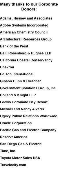 The California State Parks Foundation thanks these corporations and companies for their commitment to State Parks.