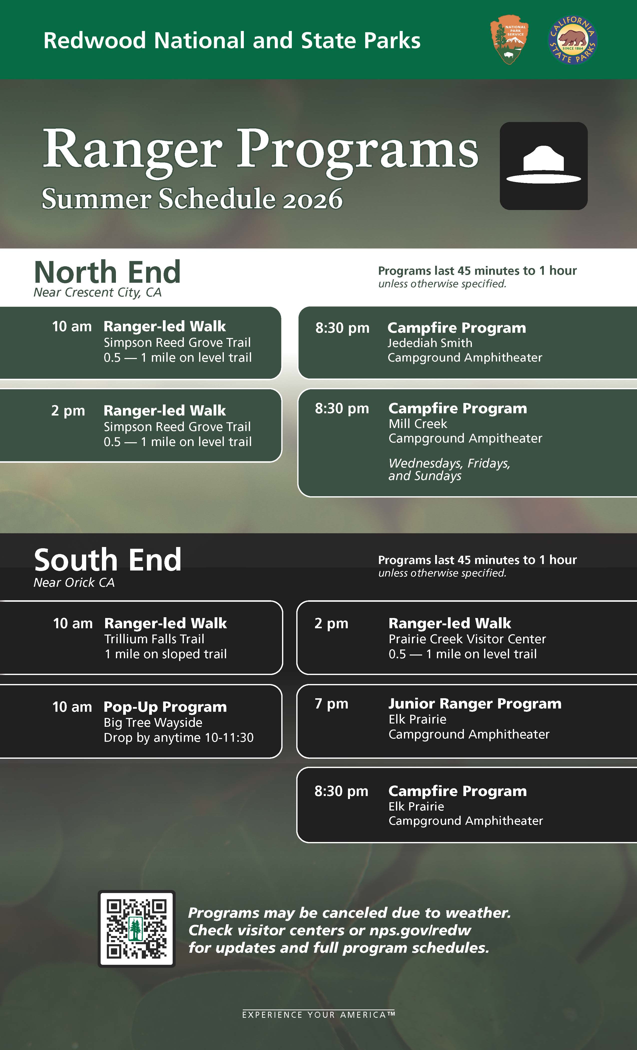 Summer Program Flyer for Redwood National and State Parks Summer Program Flyer for Redwood National and State Parks