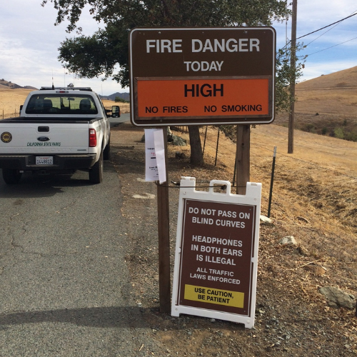 A fire danger sign
