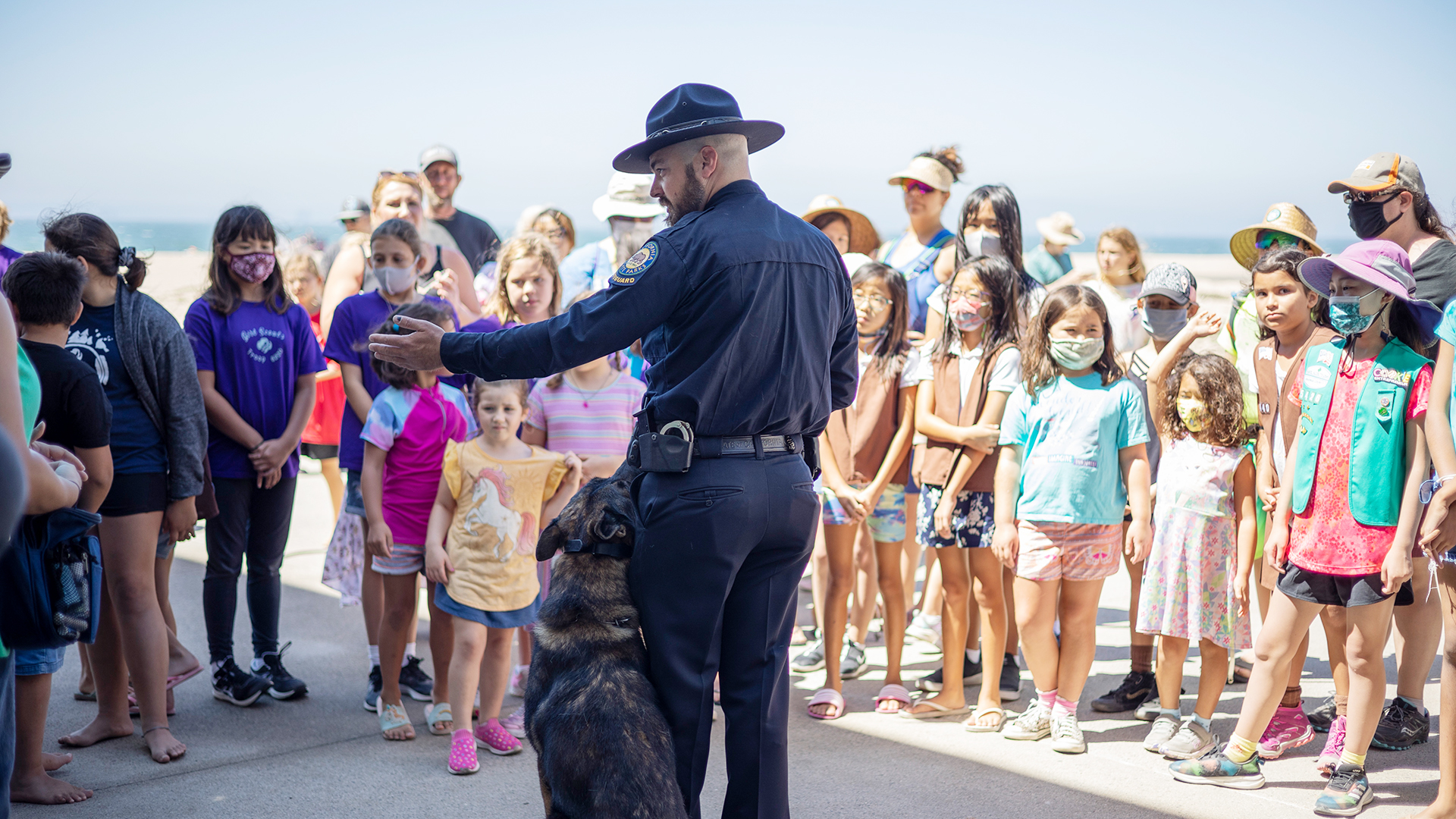 K9 and handler speaking to group