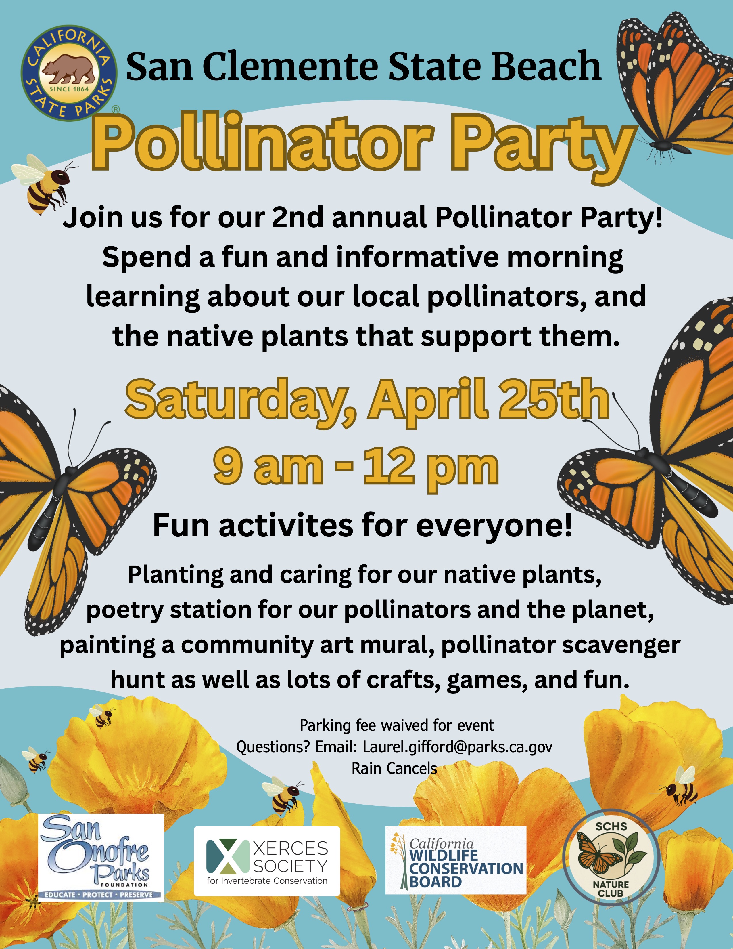 San Clemente State Beach Pollinator Party Saturday April 25th 2026 Flyer