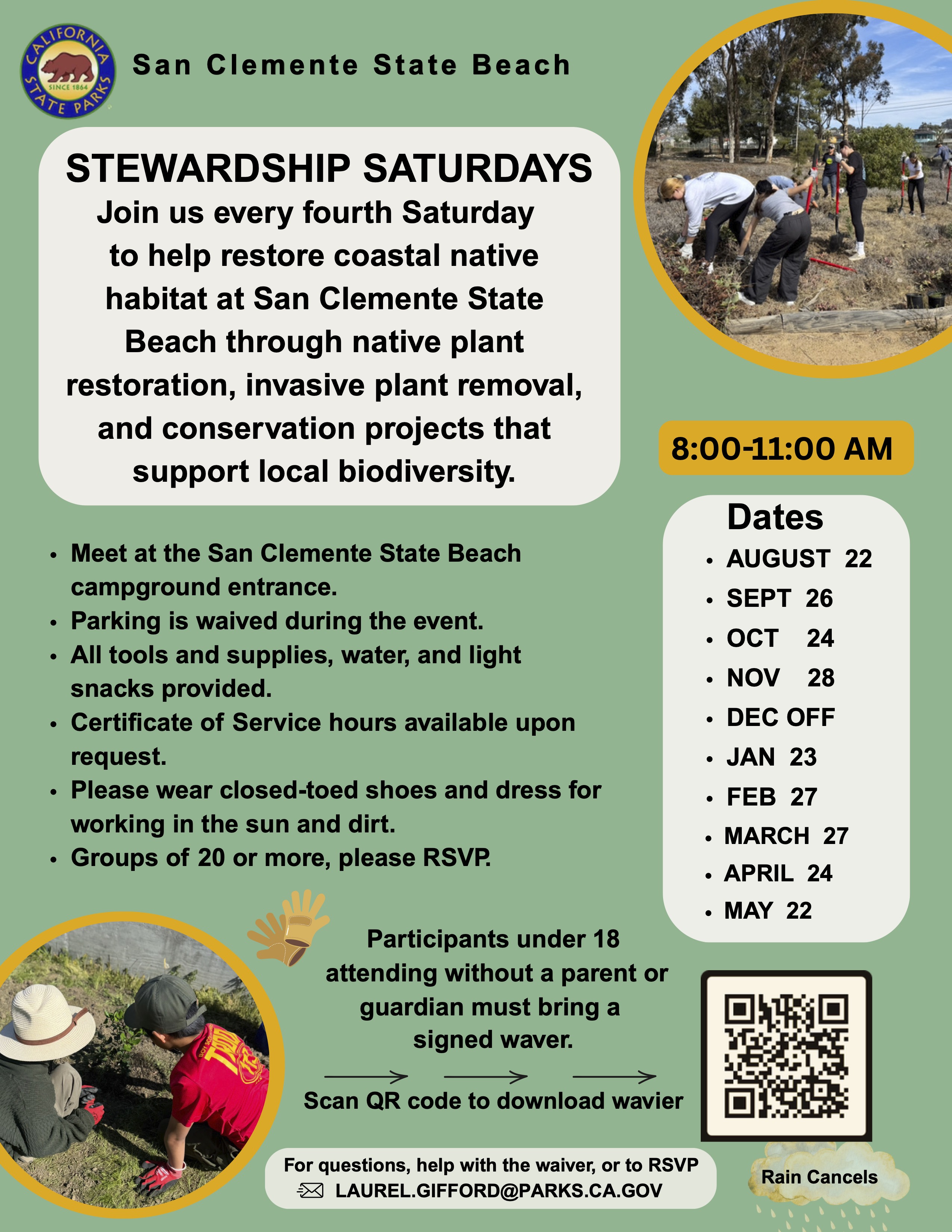 San Clemente State Beach Stewardship Saturdays 2026 Flyer