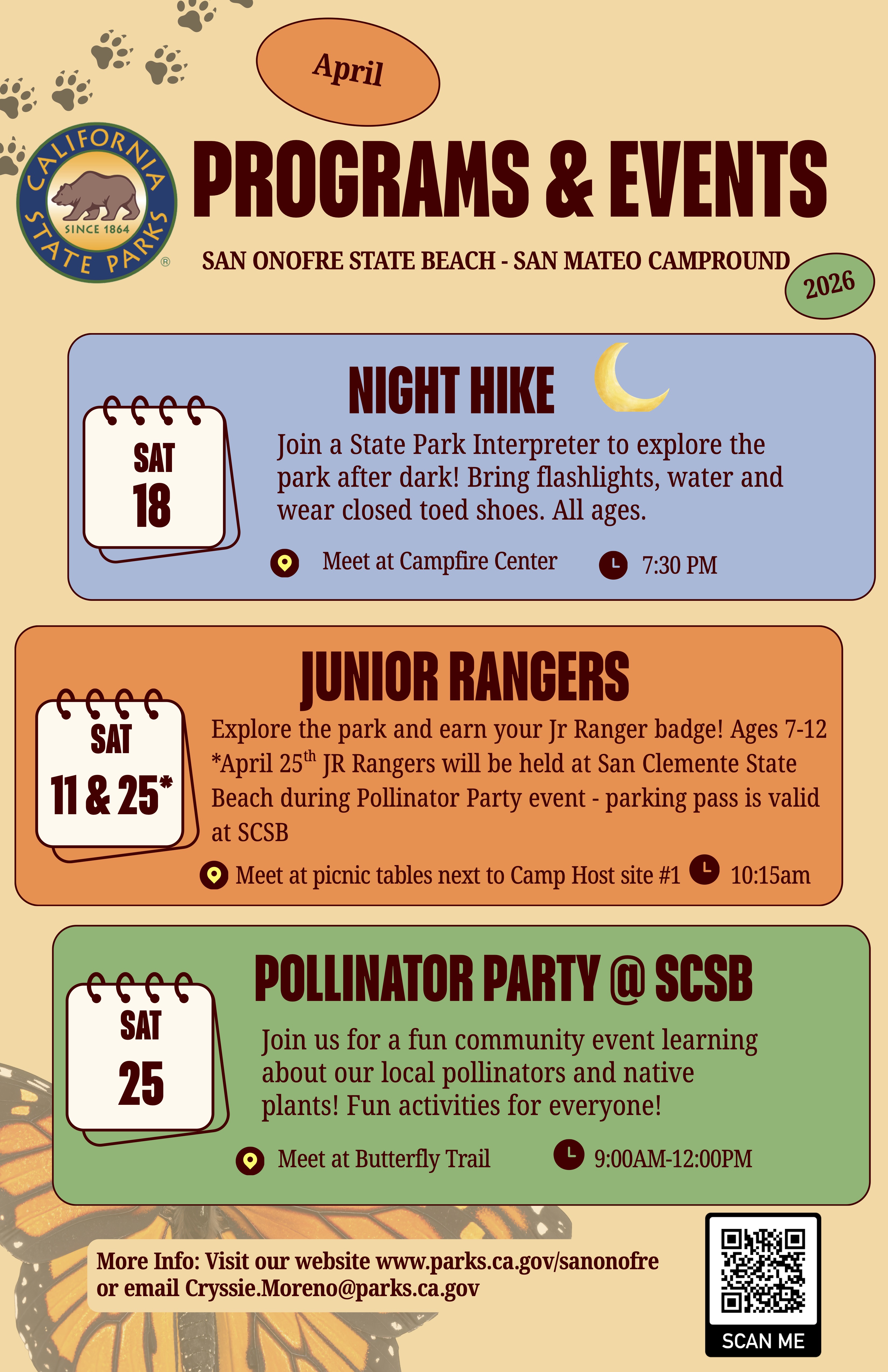 San Onofre State Beach April 2026 Calendar of Events