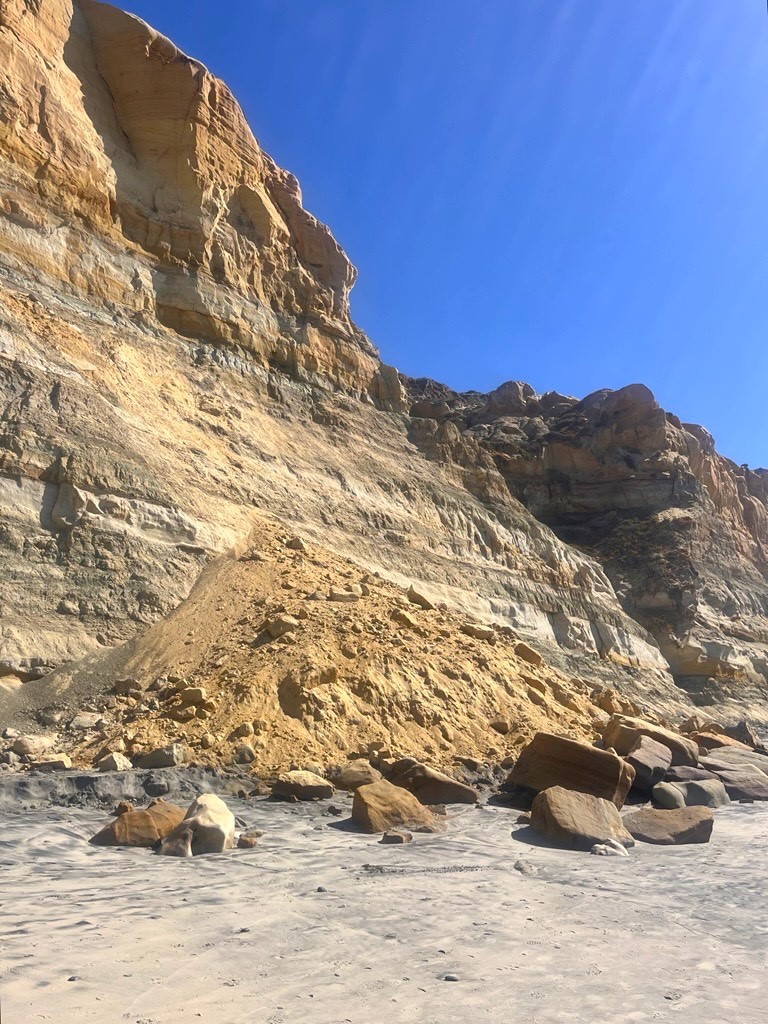 photo of collapsed bluff on the beach