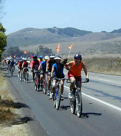 Peddling for Peace riders heading towards El Capitan SB