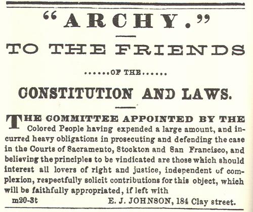Black Californian organized to fight for Archy Lee's liberty, and consequentially their own.