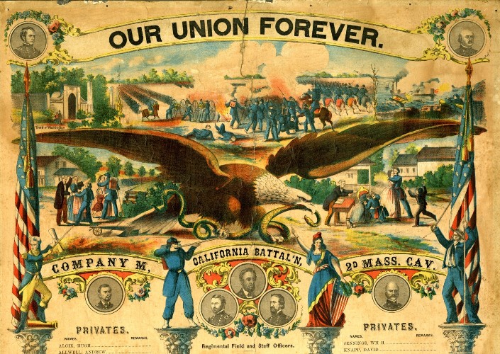 Union propaganda, like this poster, helped to make the Union cause the popular one.