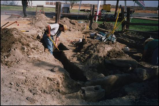Archeological Project Lead Bruce Steidle excavating trench two.
